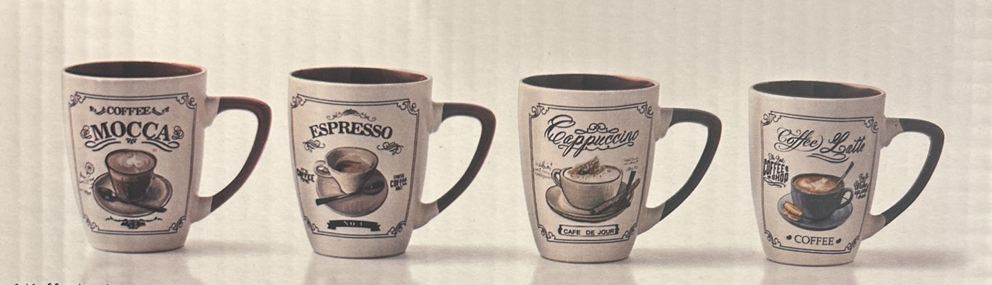 Tassen "Coffee" 4er-Set Nostalgie Optik